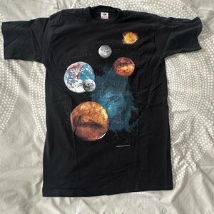 Fruit of the Loom Black Short Sleeve Space Planets Graphic Tee, Men’s M
